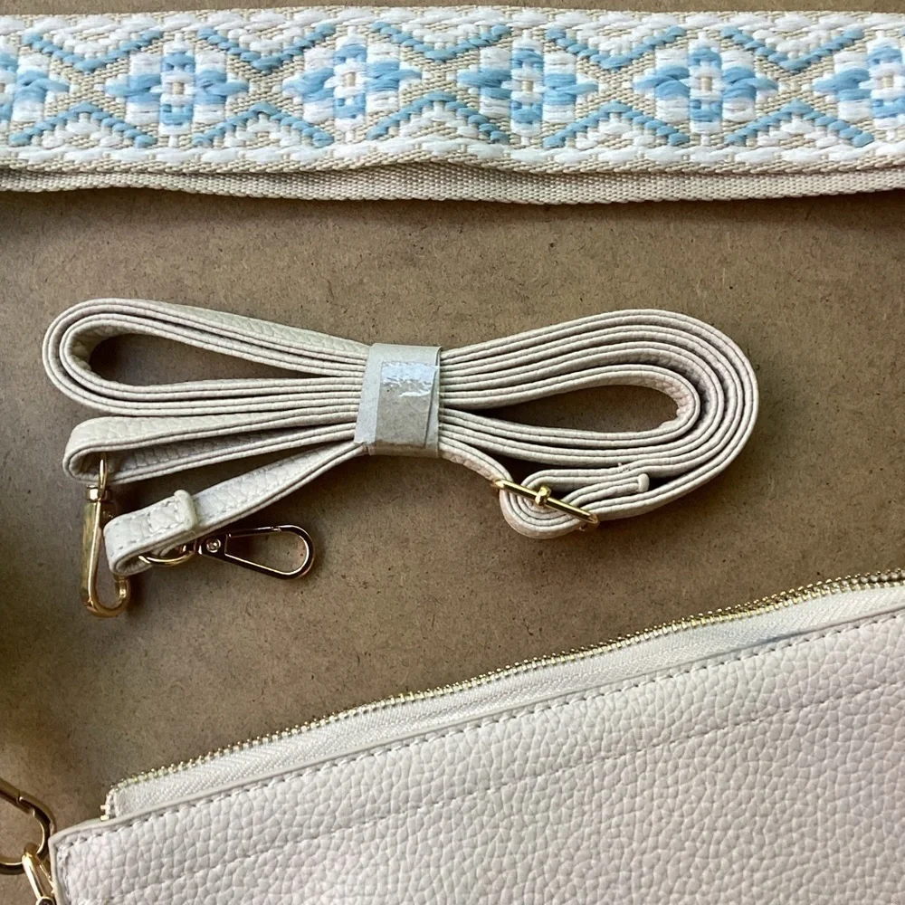 Unbranded off white three compartment bag with three removable straps